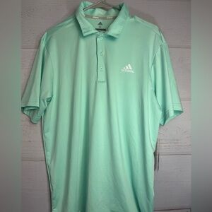 $60 Adidas Golf Men Sz M Heather Polo UPF Short Sleeve Shirt Mint